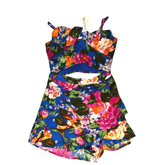 Lottie & Holly BOG Collective NWT Peep Stomach Floral Romper Sz Small Womens Blu - Picture 2 of 14